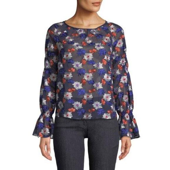 ELLA MOSS Embroidered Floral Blouse In Daisy NWOT - Picture 1 of 6